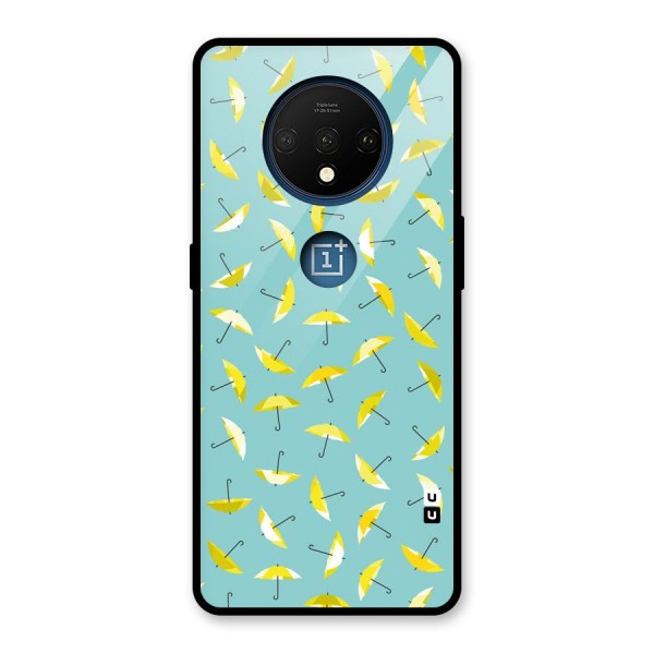 Yellow Umbrella Pattern Glass Back Case for OnePlus 7T