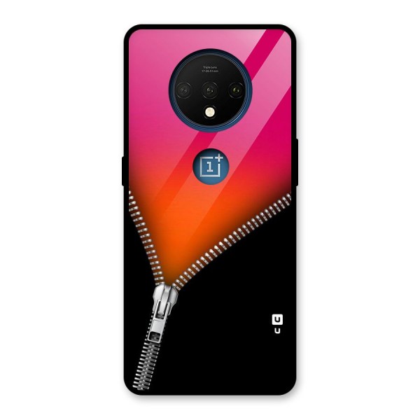 Zipper Print Glass Back Case for OnePlus 7T