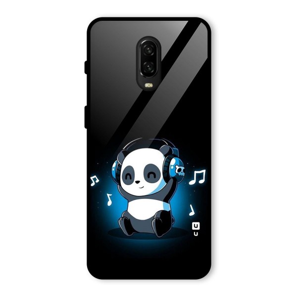 Adorable Panda Enjoying Music Glass Back Case for OnePlus 6T