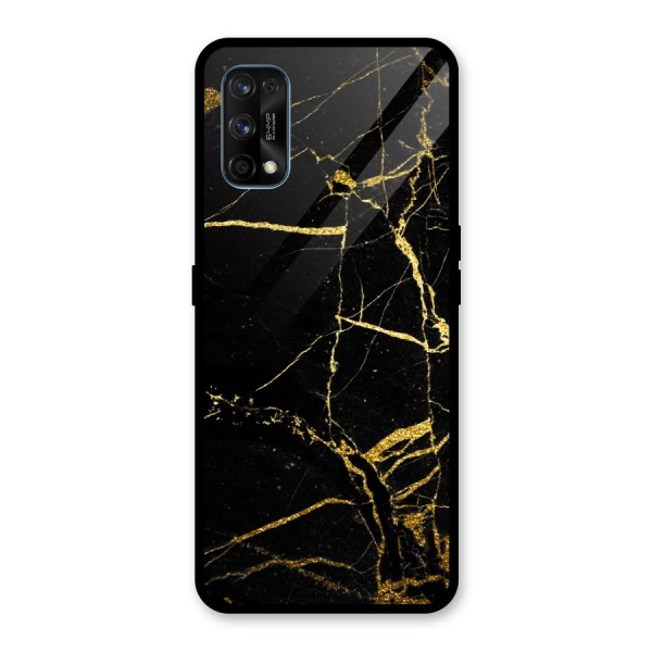 Black And Gold Design Glass Back Case for Realme 7 Pro