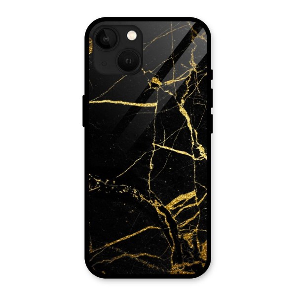 Black And Gold Design Glass Back Case for iPhone 13