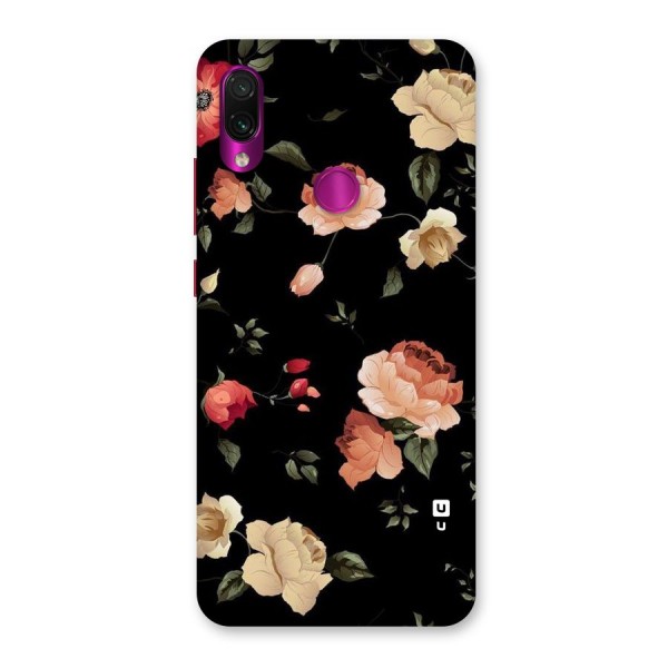 Black Artistic Floral Back Case for Redmi Note 7 Pro