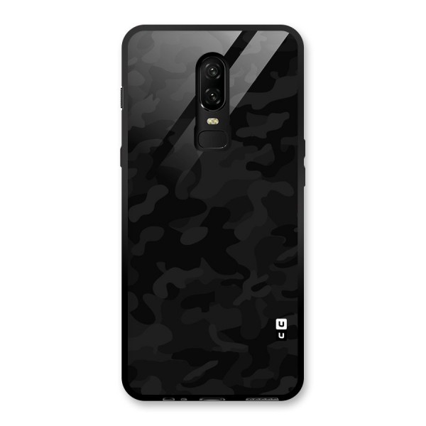 Black Camouflage Glass Back Case for OnePlus 6