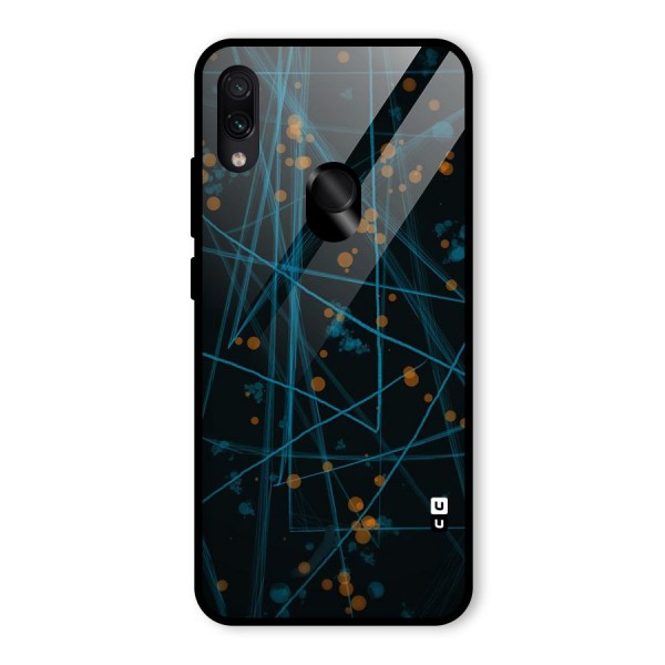 Blue Lines Gold Dots Glass Back Case for Redmi Note 7 Pro