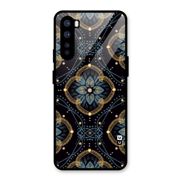 Blue With Black Flower Glass Back Case for OnePlus Nord
