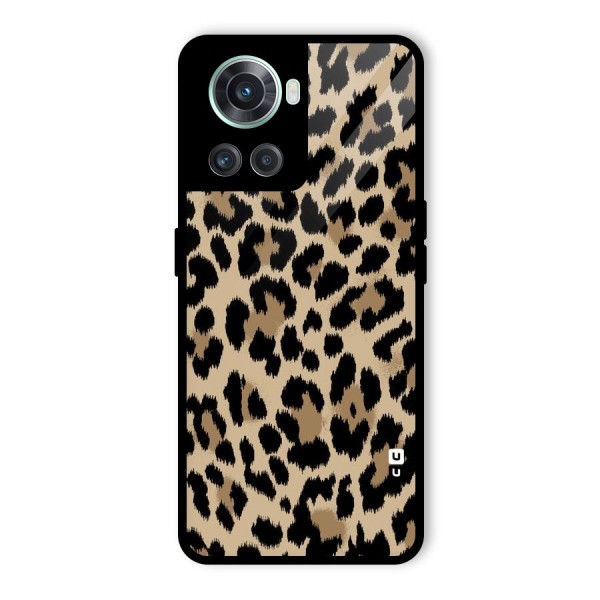 Brown Leapord Print Glass Back Case for OnePlus 10R