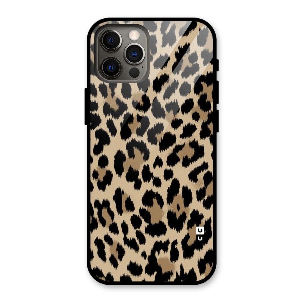 Brown Leapord Print Glass Back Case for iPhone 12 Pro
