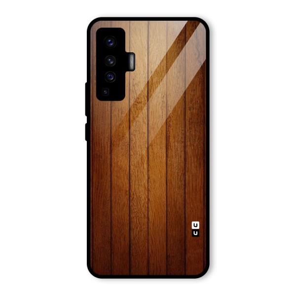 Brown Wood Design Glass Back Case for Vivo X50