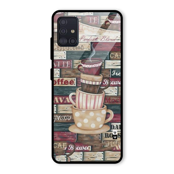 Cute Coffee Cups Glass Back Case for Galaxy A51