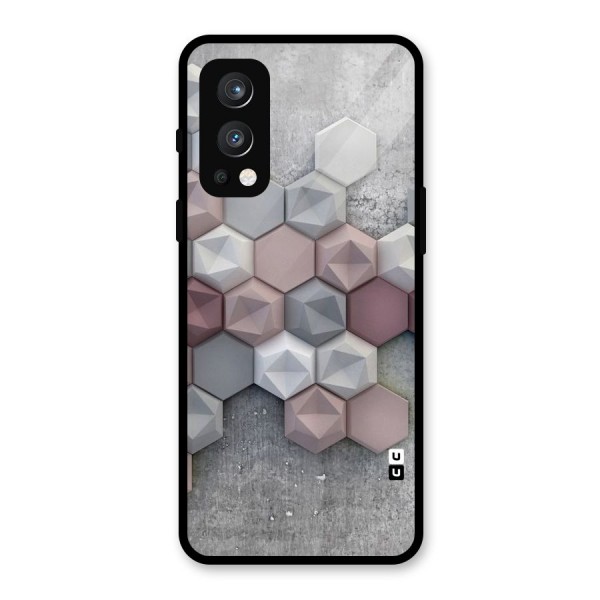 Cute Hexagonal Pattern Glass Back Case for OnePlus Nord 2 5G
