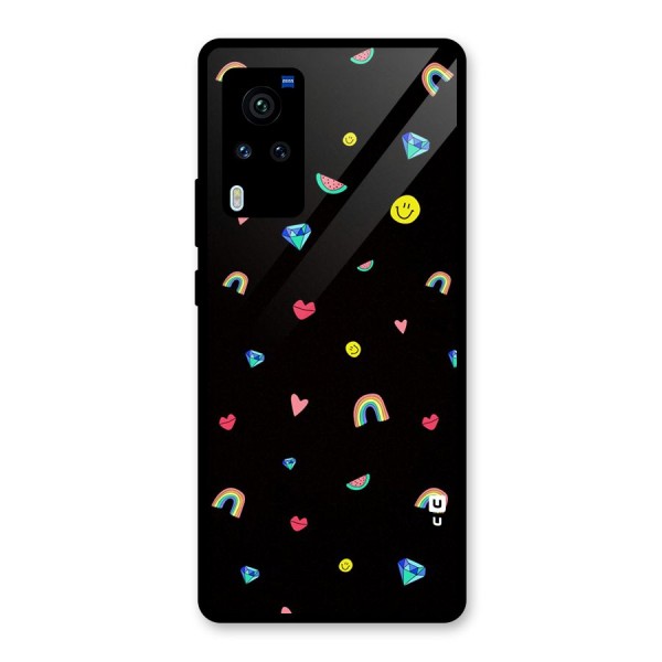 Cute Multicolor Shapes Glass Back Case for Vivo X60 Pro