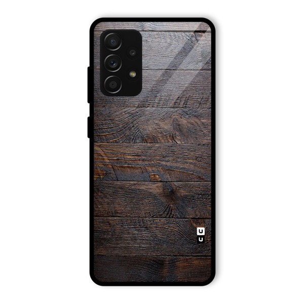 Dark Wood Printed Glass Back Case for Galaxy A53 5G