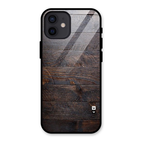 Dark Wood Printed Glass Back Case for iPhone 12