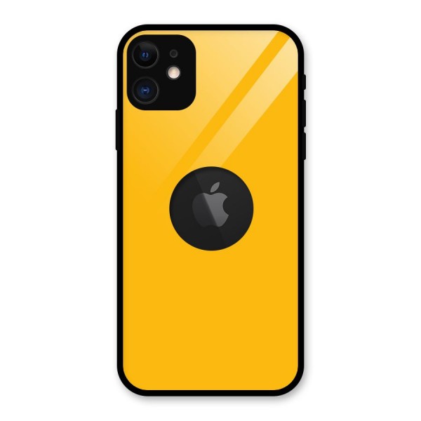 Gold Yellow Glass Back Case for iPhone 11 Logo Cut