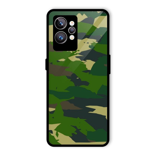 Green Camouflage Army Glass Back Case for Realme GT2 Pro