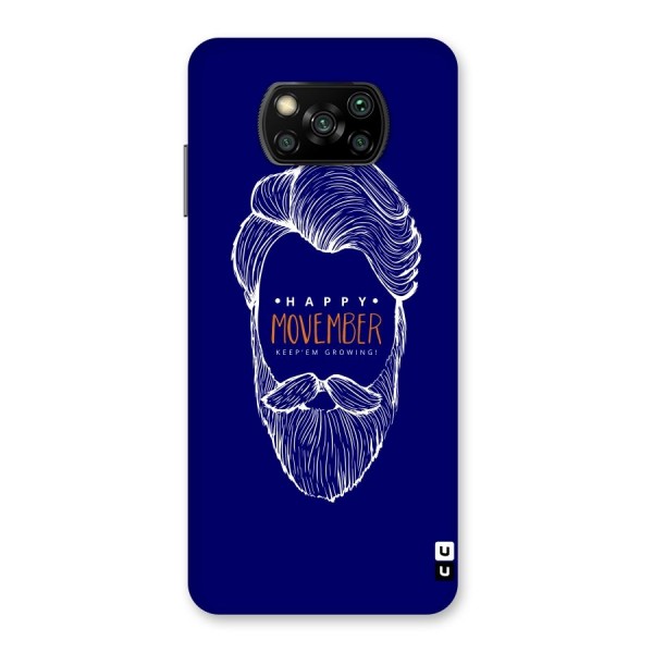 Happy Movember Blue Back Case for Poco X3
