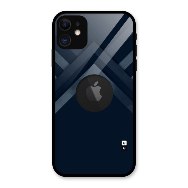 Navy Blue Arrow Glass Back Case for iPhone 11 Logo Cut