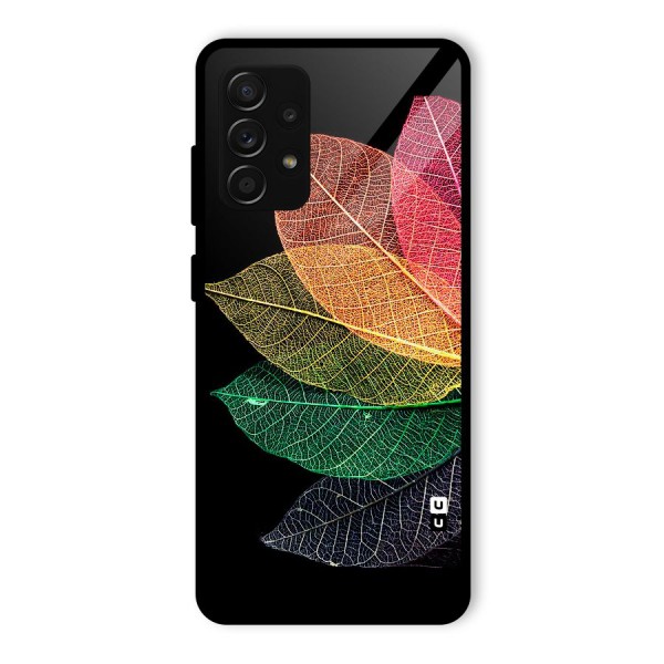 Net Leaf Color Design Glass Back Case for Galaxy A53 5G