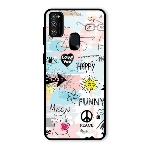Peace And Funny Glass Back Case for Galaxy M30s