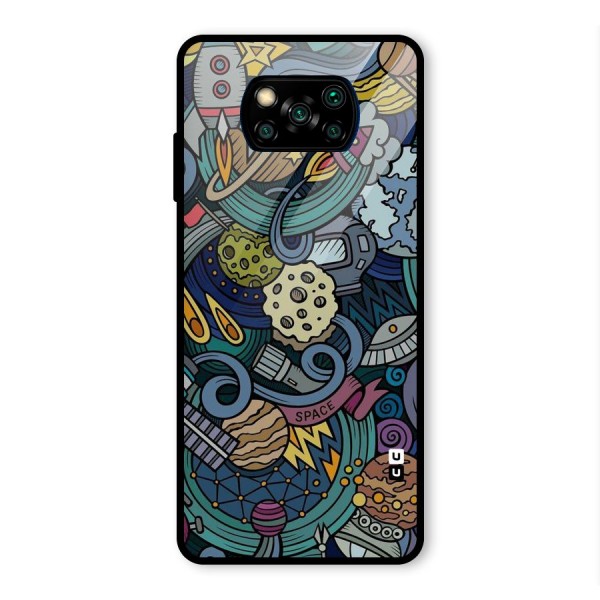Space Pattern Blue Glass Back Case for Poco X3 Pro