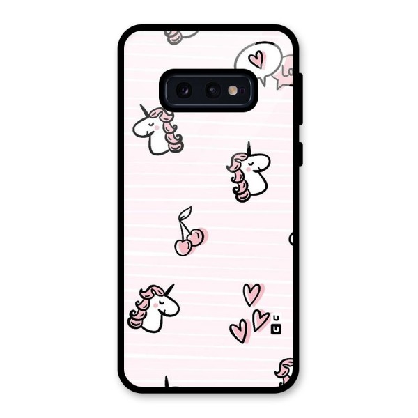 Strawberries And Unicorns Glass Back Case for Galaxy S10e
