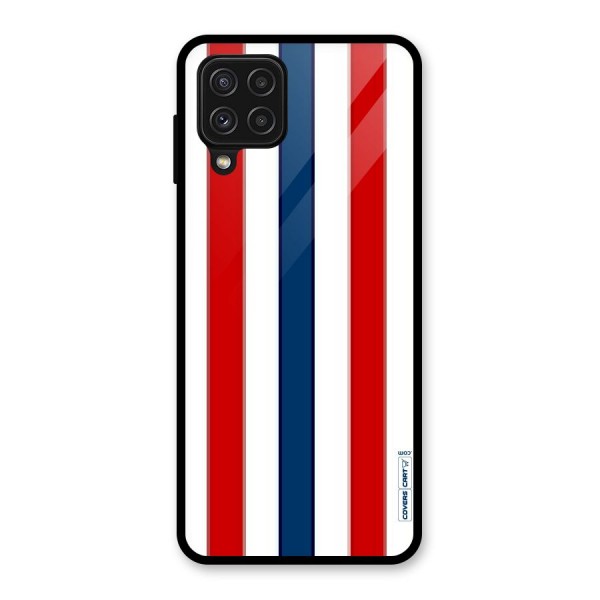 Tricolor Stripes Glass Back Case for Galaxy A22 4G