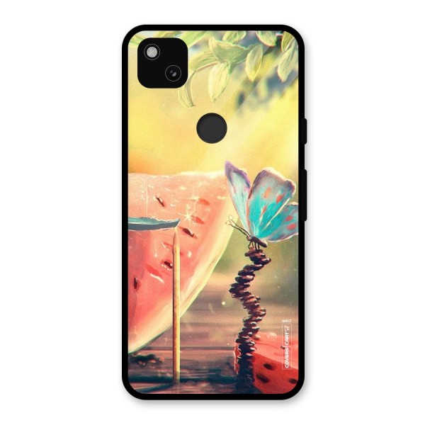 Watermelon Butterfly Glass Back Case for Google Pixel 4a