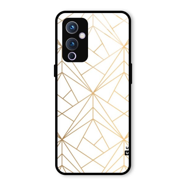 White Golden Zig Zag Glass Back Case for OnePlus 9