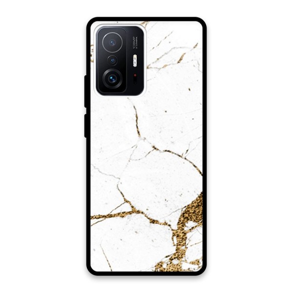 White and Gold Design Glass Back Case for Xiaomi 11T Pro