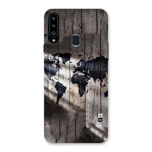 World Map Wood Design Back Case for Samsung Galaxy A20s