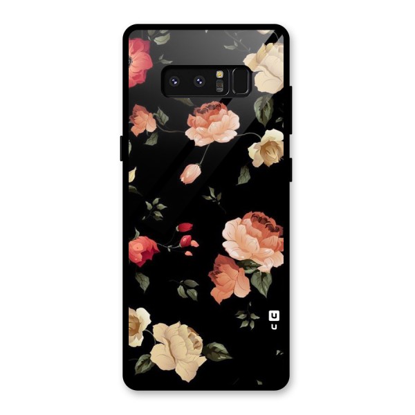 Black Artistic Floral Glass Back Case for Galaxy Note 8
