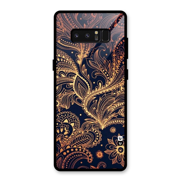 Classy Golden Leafy Design Glass Back Case for Galaxy Note 8