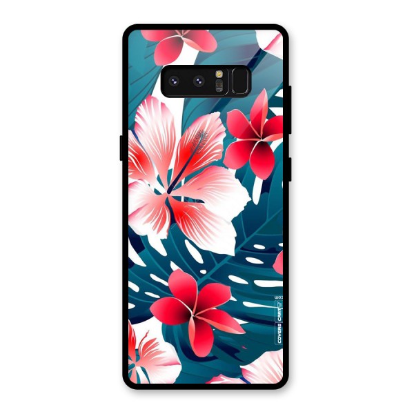 Flower design Glass Back Case for Galaxy Note 8