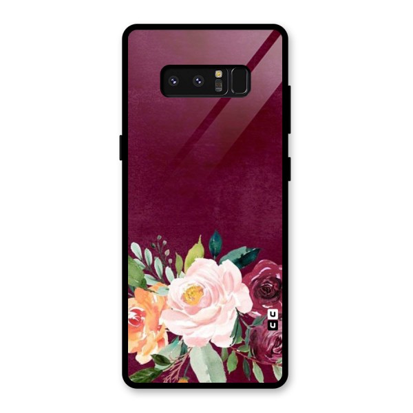 Plum Floral Design Glass Back Case for Galaxy Note 8