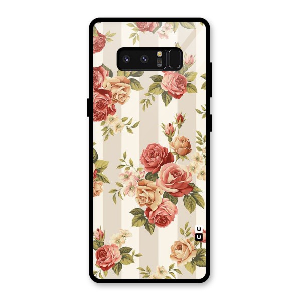 Vintage Color Flowers Glass Back Case for Galaxy Note 8