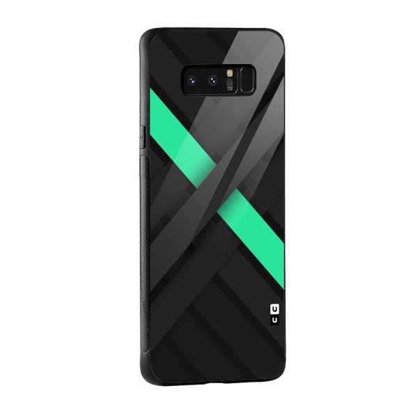 Green Stripe Diagonal Glass Back Case for Galaxy Note 8