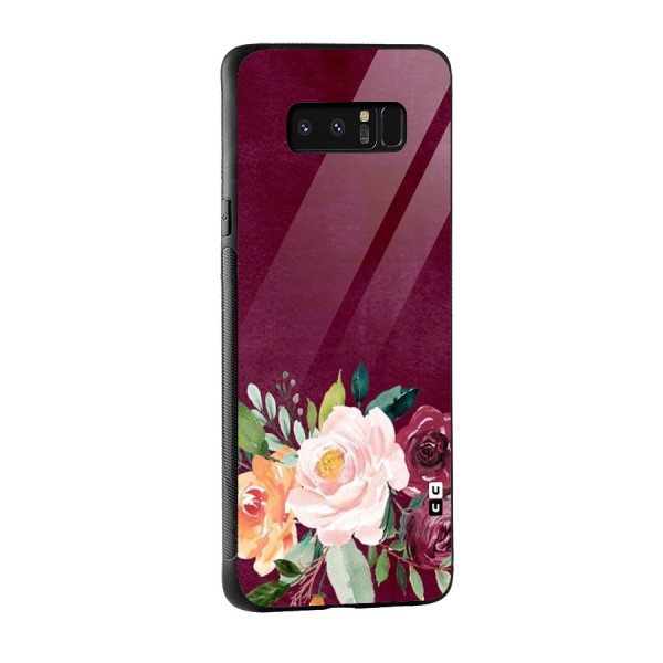 Plum Floral Design Glass Back Case for Galaxy Note 8