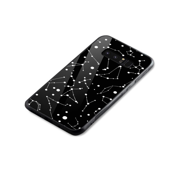 Black Constellation Pattern Glass Back Case for Galaxy Note 8