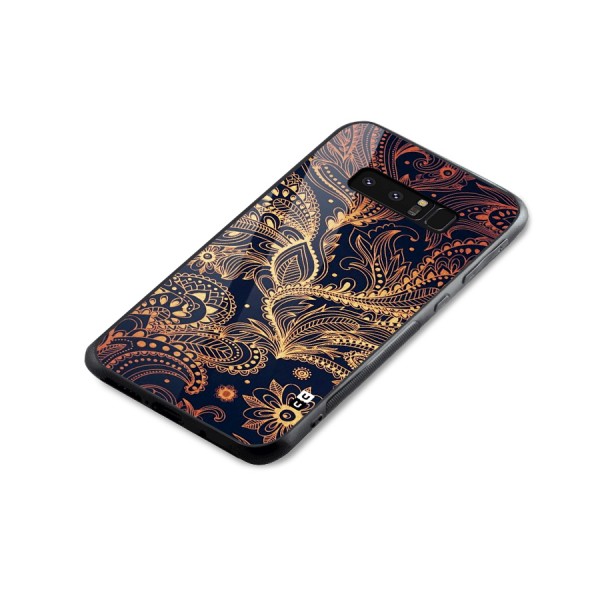 Classy Golden Leafy Design Glass Back Case for Galaxy Note 8
