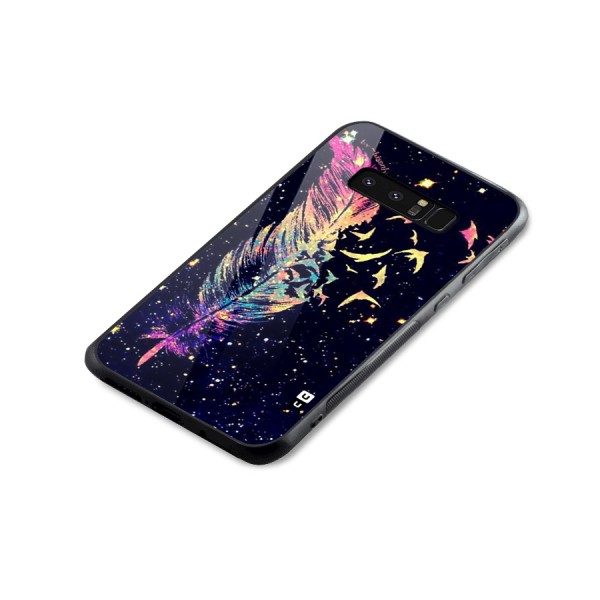 Feather Bird Fly Glass Back Case for Galaxy Note 8