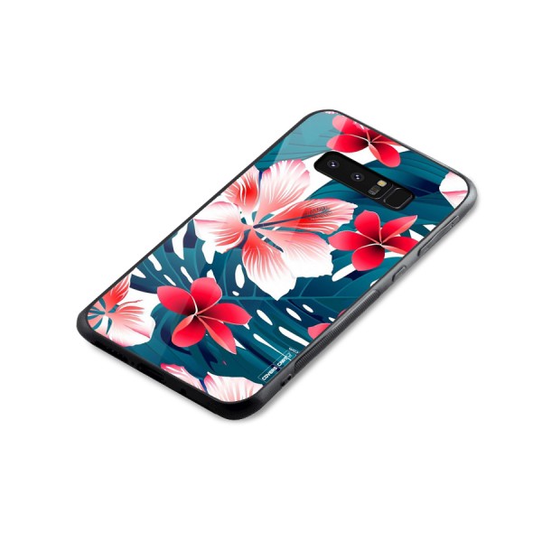 Flower design Glass Back Case for Galaxy Note 8