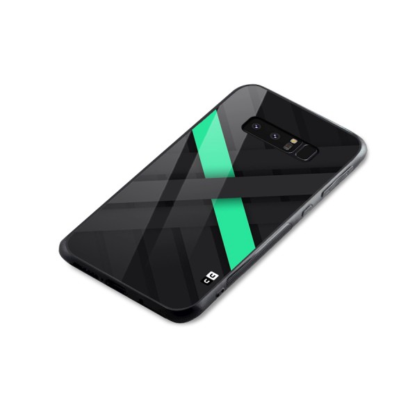 Green Stripe Diagonal Glass Back Case for Galaxy Note 8