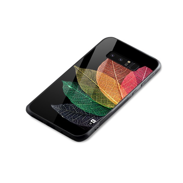 Net Leaf Color Design Glass Back Case for Galaxy Note 8