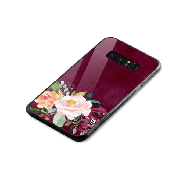 Plum Floral Design Glass Back Case for Galaxy Note 8