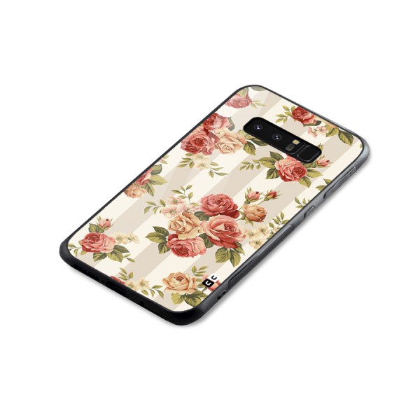 Vintage Color Flowers Glass Back Case for Galaxy Note 8