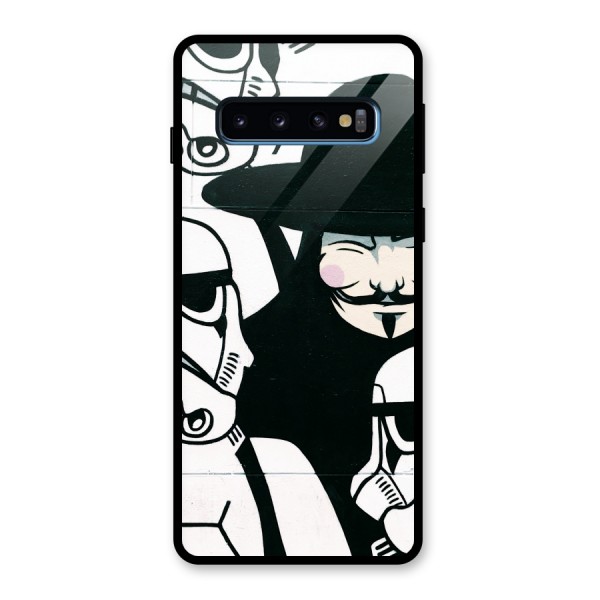 Anonymous Hat Glass Back Case for Galaxy S10