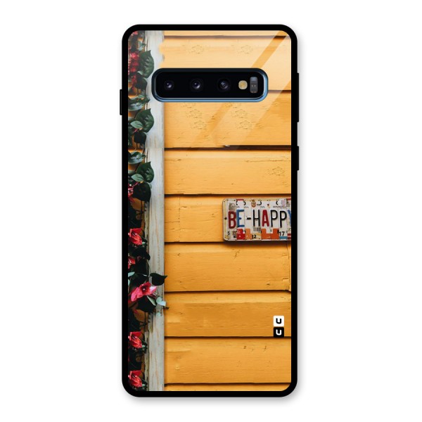 Be Happy Yellow Wall Glass Back Case for Galaxy S10