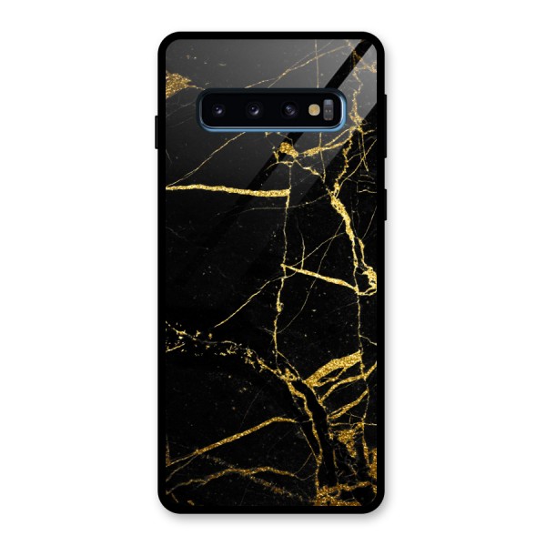 Black And Gold Design Glass Back Case for Galaxy S10