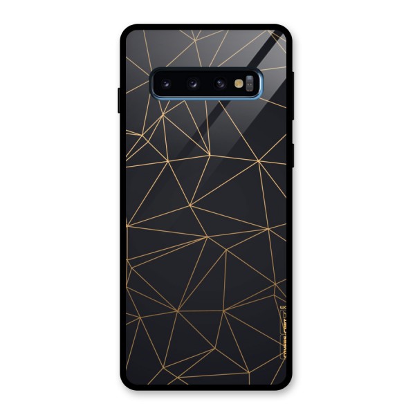 Black Golden Lines Glass Back Case for Galaxy S10