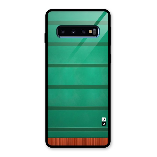 Green Wood Stripes Glass Back Case for Galaxy S10